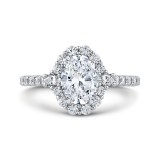 Shah Luxury 14K White Gold Oval Diamond Halo Engagement Ring (Semi-Mount) photo