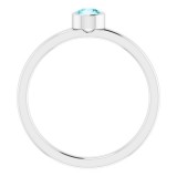 14K White 4 mm Round Blue Zircon Ring photo 2