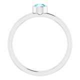 14K White 4 mm Round Blue Zircon Ring photo 2