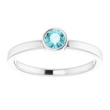 14K White 4 mm Round Blue Zircon Ring photo 3