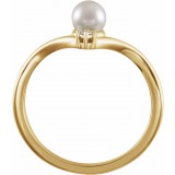 14K Yellow Akoya Cultured Pearl & .025 CTW Diamond Ring photo 2