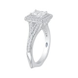 Shah Luxury 14K White Gold Princess Diamond Double Halo Engagement Ring with Split Shank (Semi-Mount) photo 3