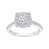 Shah Luxury Princess Cut Diamond Halo Engagement Ring In 14K White Gold (Semi-Mount) photo 2