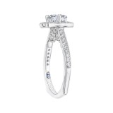 Shah Luxury Princess Cut Diamond Halo Engagement Ring In 14K White Gold (Semi-Mount) photo 3