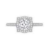 Shah Luxury Princess Cut Diamond Halo Engagement Ring In 14K White Gold (Semi-Mount) photo