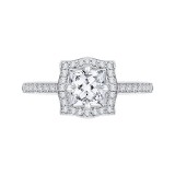 Shah Luxury Princess Cut Diamond Halo Engagement Ring In 14K White Gold (Semi-Mount) photo