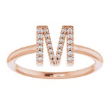 14K Rose .07 CTW Diamond Initial M Ring photo 3