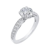 Shah Luxury 14K White Gold Round Diamond Floral Engagement Ring (Semi-Mount) photo 2