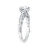 Shah Luxury 14K White Gold Round Diamond Floral Engagement Ring (Semi-Mount) photo 3