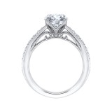 Shah Luxury 14K White Gold Round Diamond Floral Engagement Ring (Semi-Mount) photo 4