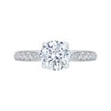 Shah Luxury 14K White Gold Round Diamond Floral Engagement Ring (Semi-Mount) photo