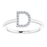 14K White .06 CTW Diamond Initial D Ring photo 3