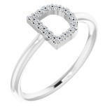 14K White .06 CTW Diamond Initial D Ring photo