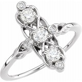 14K White 1/2 CTW Three-Stone Diamond Ring photo