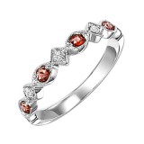 Gems One 10Kt White Gold Diamond (1/20Ctw) & Garnet (1/6 Ctw) Ring photo