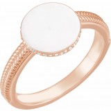 14K Rose .06 CTW Diamond 10 mm Round Signet Ring photo