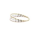 14K White, Yellow, Rose Gold Tri-Set 1.8mm Square Twist Bangle Bracelet photo