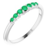 14K White Emerald Stackable Ring photo