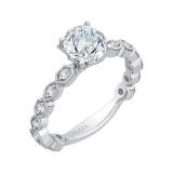 Shah Luxury 14K White Gold Round Diamond Floral Engagement Ring (Semi-Mount) photo 2