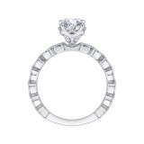 Shah Luxury 14K White Gold Round Diamond Floral Engagement Ring (Semi-Mount) photo 4