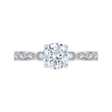 Shah Luxury 14K White Gold Round Diamond Floral Engagement Ring (Semi-Mount) photo