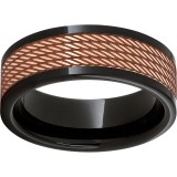 Black Diamond Ceramic Pipe Cut Band with a Copper Inlay and a Cable Laser Engraving photo