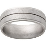 Titanium Flat Band with Grooved Edges, One .5mm Groove and Stone Finish photo