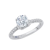 Shah Luxury Round Diamond Engagement Ring In 14K White Gold (Semi-Mount) photo 2