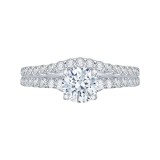 Shah Luxury Round Diamond Engagement Ring In 14K White Gold (Semi-Mount) photo 4