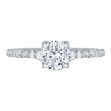 Shah Luxury Round Diamond Engagement Ring In 14K White Gold (Semi-Mount) photo