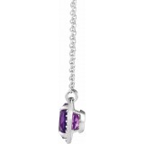 14K White 8 mm Round Amethyst & .05 CTW Diamond 16 Necklace photo 2