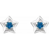 14K White 3 mm Round December Youth Star Birthstone Earrings photo 2