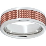 Serinium Pipe Cut Band with a 5mm 14K Rose Gold Inlay with Cable Laser Engraving photo