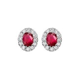 Gems One 14Kt White Gold Diamond (1/5Ctw) & Ruby (1/5 Ctw) Earring photo