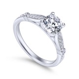 Gabriel & Co. 14k White Gold Victorian Straight Engagement Ring photo 3
