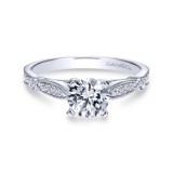 Gabriel & Co. 14k White Gold Victorian Straight Engagement Ring photo