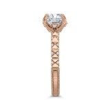 Shah Luxury Round Cut Diamond Engagement Ring In 14K Rose Gold (Semi-Mount) photo 3