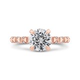 Shah Luxury Round Cut Diamond Engagement Ring In 14K Rose Gold (Semi-Mount) photo