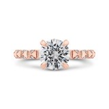 Shah Luxury Round Cut Diamond Engagement Ring In 14K Rose Gold (Semi-Mount) photo
