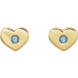 14K Yellow Aquamarine Heart Earrings photo 2