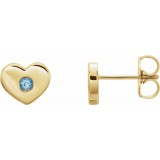 14K Yellow Aquamarine Heart Earrings photo