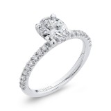 Shah Luxury Oval Cut Diamond Engagement Ring In 14K White Gold (Semi-Mount) photo 2