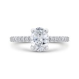 Shah Luxury Oval Cut Diamond Engagement Ring In 14K White Gold (Semi-Mount) photo