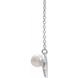 14K White Freshwater Cultured Pearl Bar 18 Necklace photo 2