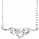 14K White Freshwater Cultured Pearl Bar 18 Necklace photo