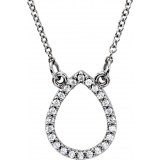 14K White 1/10 CTW Diamond Teardrop 16 Necklace photo