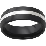 Black Diamond Ceramic Domed Band with 2mm Sterling Silver Inlay photo