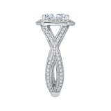 Shah Luxury 14K White Gold Cushion Cut Diamond Halo Engagement Ring with Split Shank (Semi-Mount) photo 2