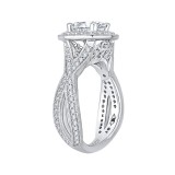 Shah Luxury 14K White Gold Cushion Cut Diamond Halo Engagement Ring with Split Shank (Semi-Mount) photo 3
