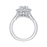 Shah Luxury 14K White Gold Cushion Cut Diamond Halo Engagement Ring with Split Shank (Semi-Mount) photo 4